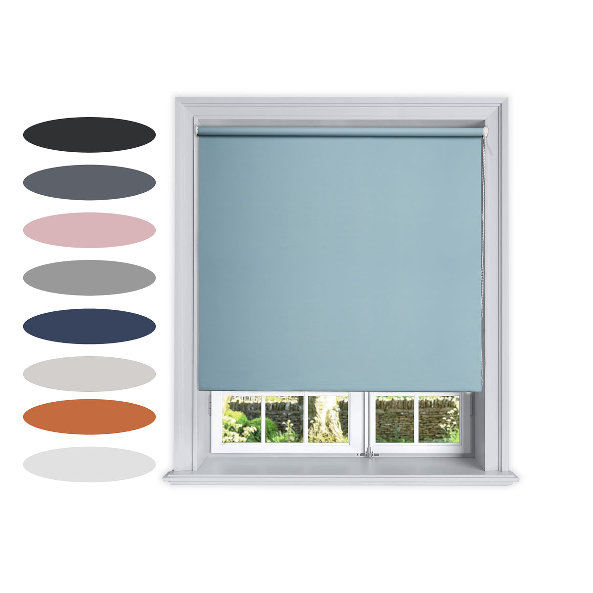 Blackout Plain Roller Blinds Blue